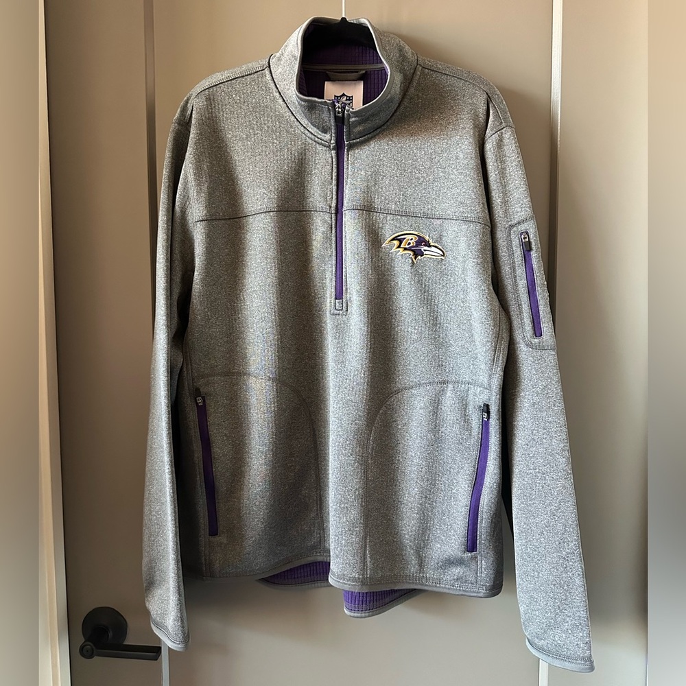 Men's Baltimore Ravens Gray and Purple Quarter-Zip Sweater *NWT*